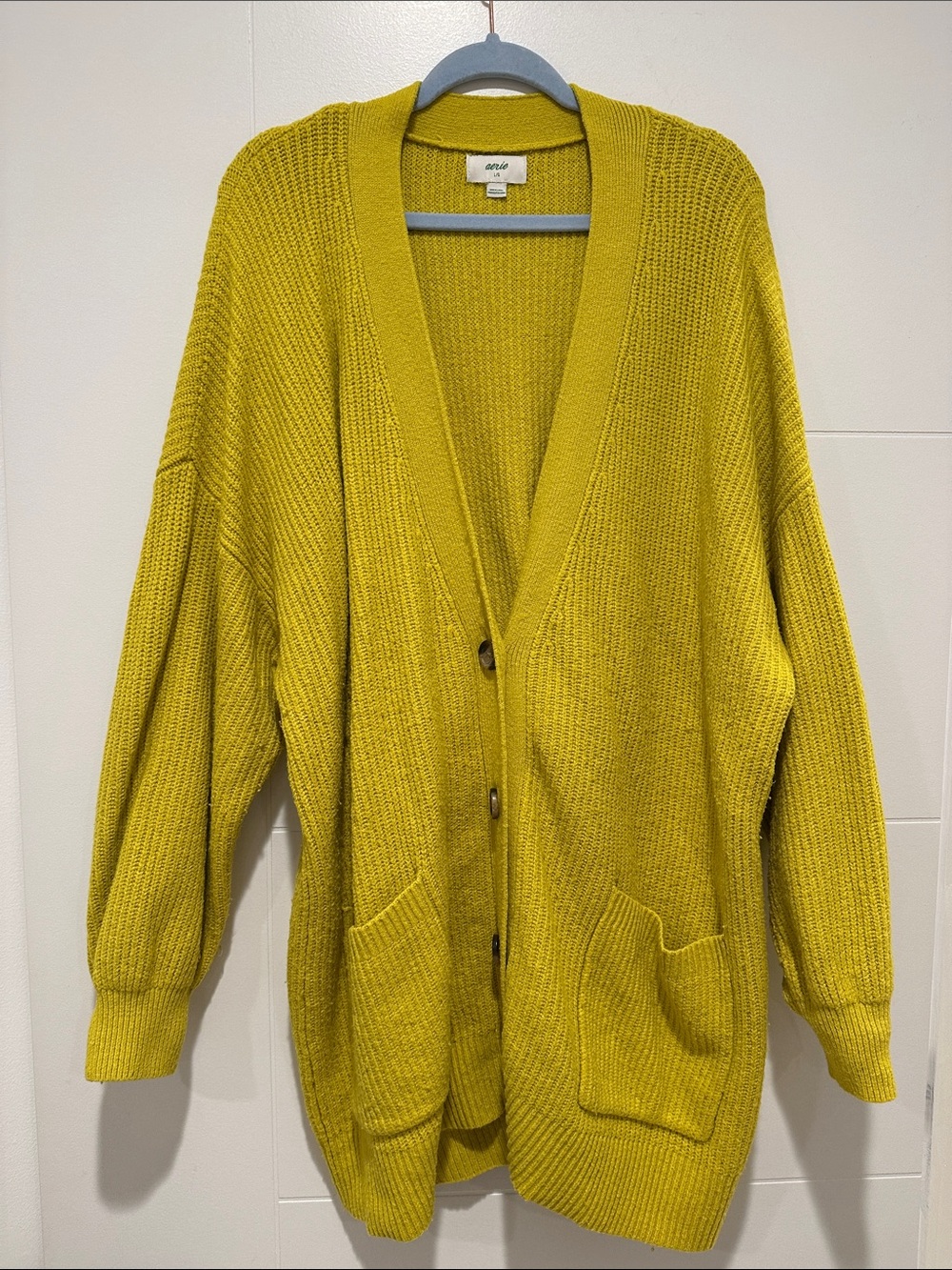 aerie Mustard Yellow Button Cardigan
